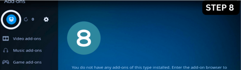 a blue screen with a white circle and a number