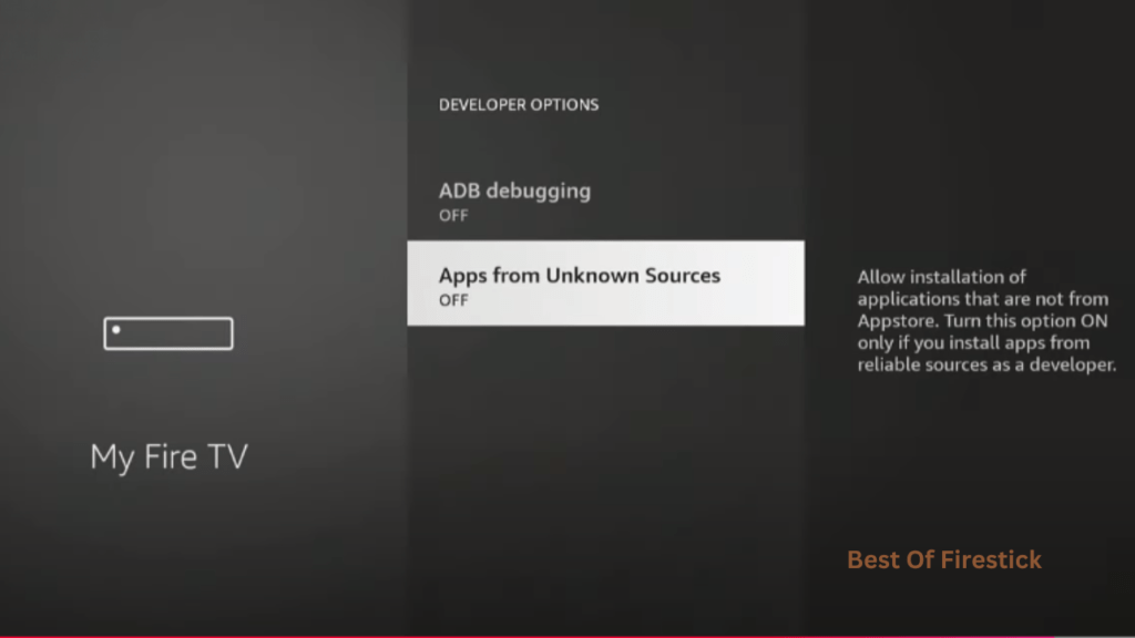 enabling unknown source from firestick
