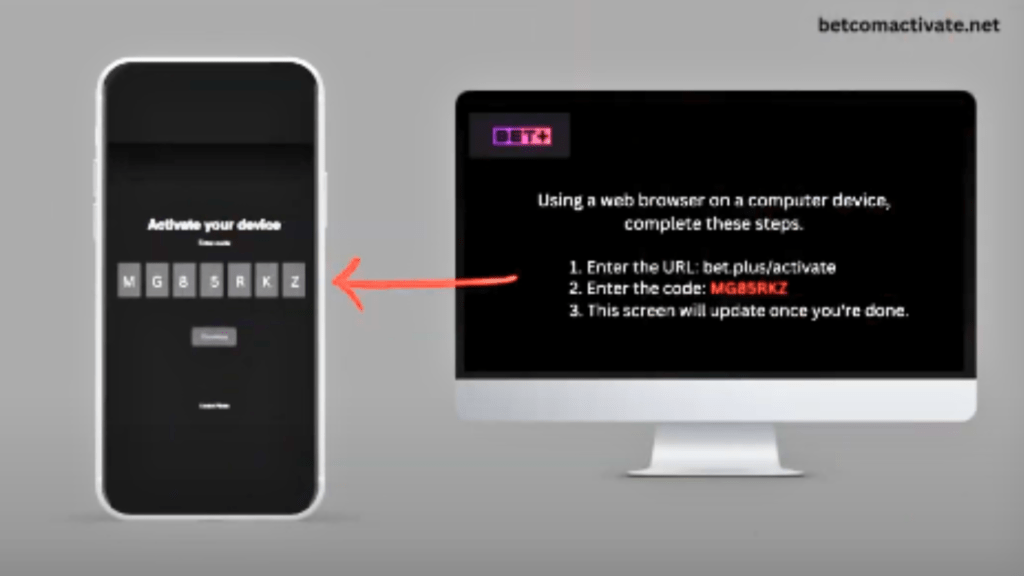 BET+ Activation code on Homescreen