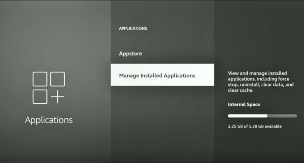 Manage installed applications on firestick