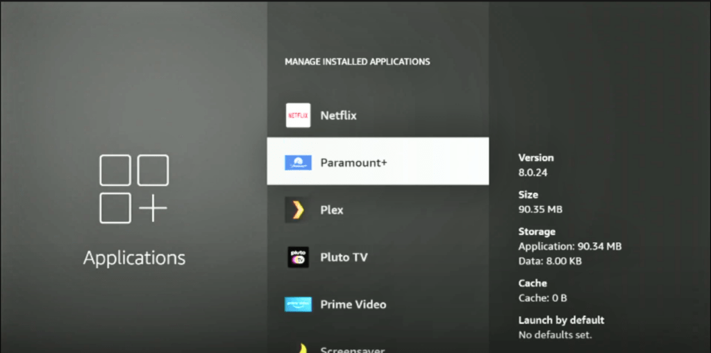 selecct applications on firestick